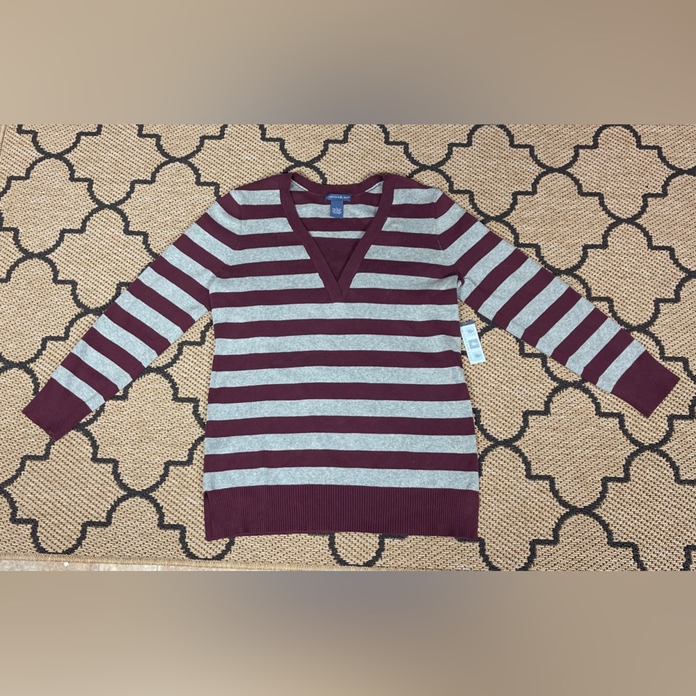 Womens Mountain Lake Vintage Striped Sweater Size Large Multicolor Gray Purple
